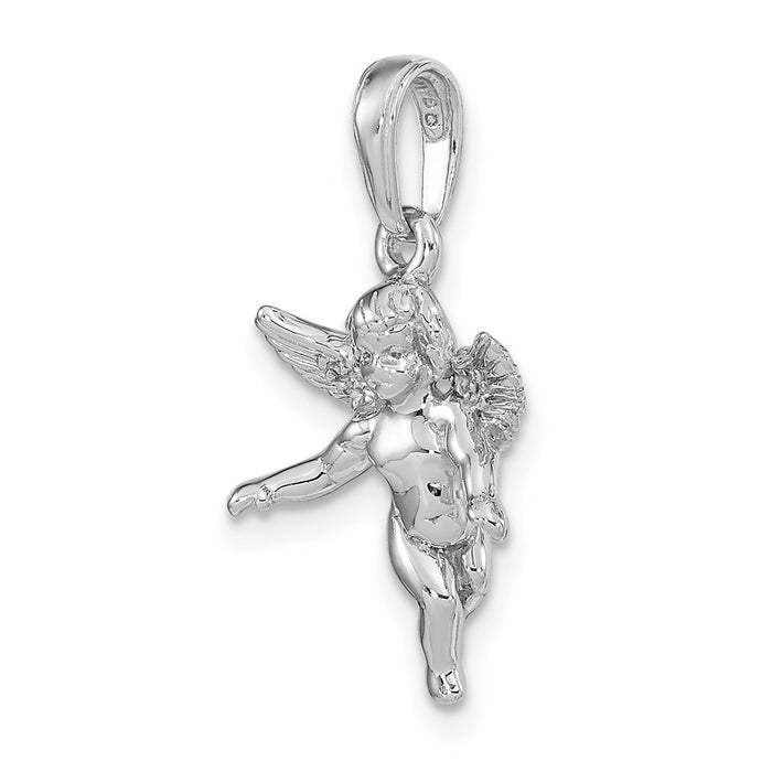 Million Charms 14K White Gold Themed Polished Solid Angel Pendant
