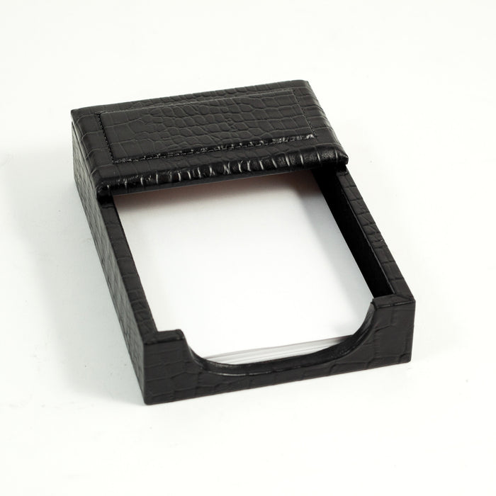 Occasion Gallery Black Color Black "Croco" Leather 4"x6" Memo Holder. 4.75 L x 6.75 W x 1.65 H in.