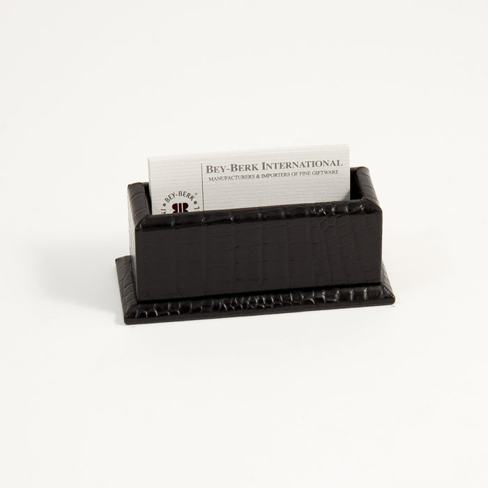 Occasion Gallery Black Color Black "Croco" Leather Business Card Holder. 4.75 L x 2 W x 2 H in.