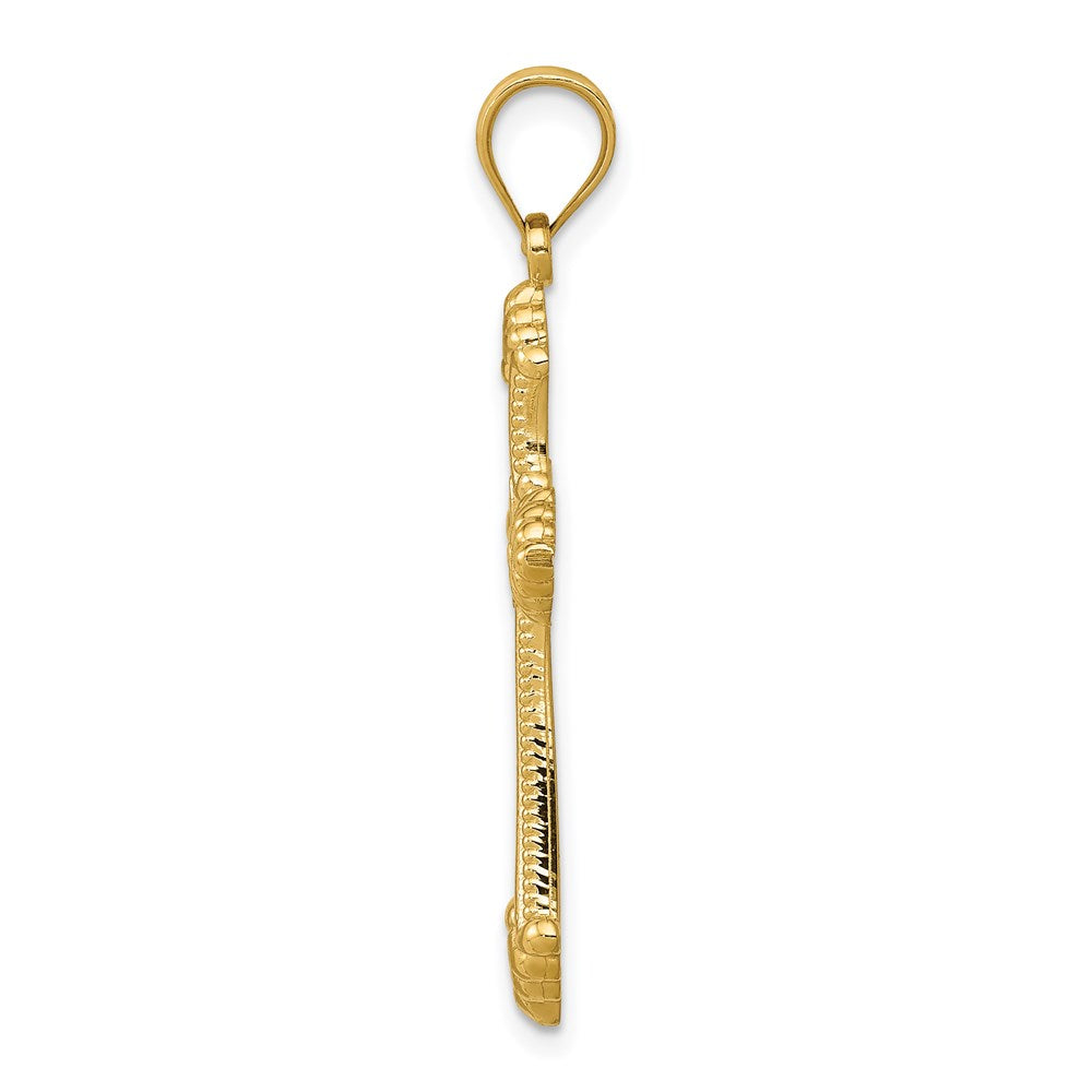 Million Charms 14K Yellow Gold Themed Polished Relgious Cross Pendant