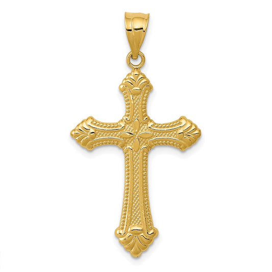 Million Charms 14K Yellow Gold Themed Polished Relgious Cross Pendant
