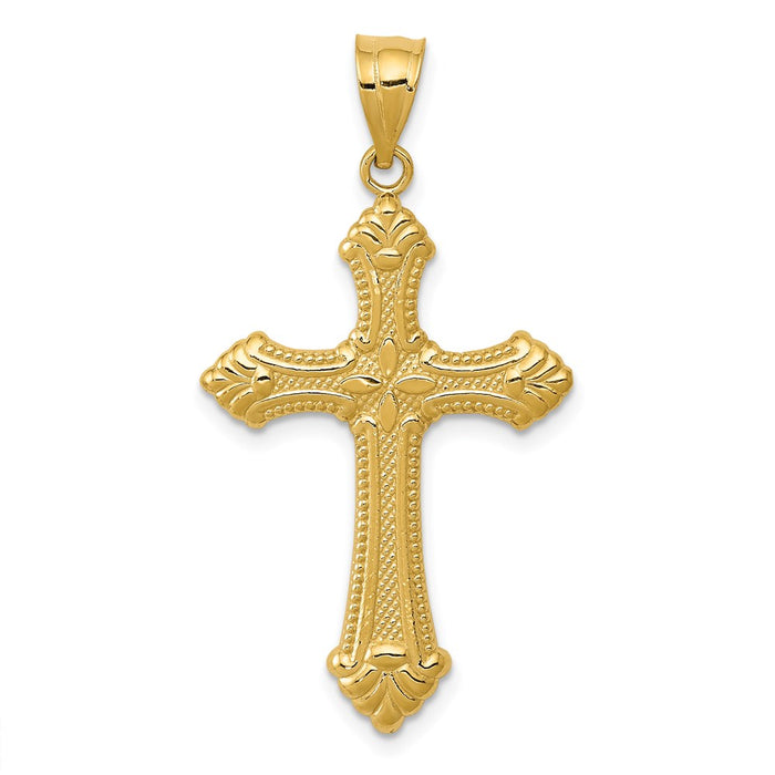 Million Charms 14K Yellow Gold Themed Polished Relgious Cross Pendant