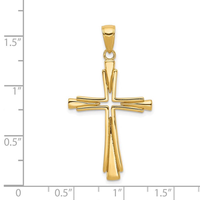 Million Charms 14K Yellow Gold Themed Polished Solid Relgious Cross Pendant