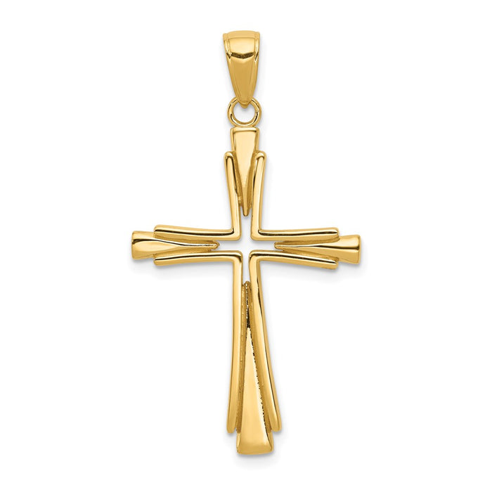 Million Charms 14K Yellow Gold Themed Polished Solid Relgious Cross Pendant