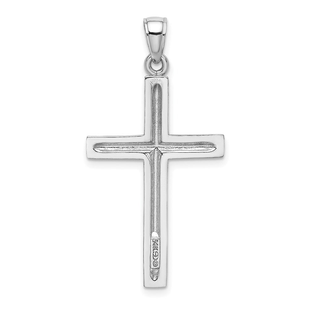 Million Charms 14K White Gold Themed Polished Relgious Cross Pendant