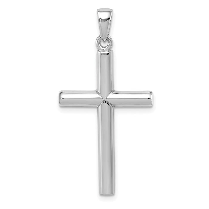 Million Charms 14K White Gold Themed Polished Relgious Cross Pendant