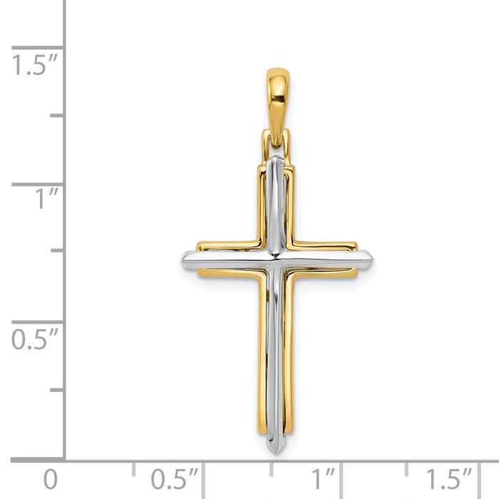 Million Charms 14K Two-Tone Fancy Relgious Cross Pendant