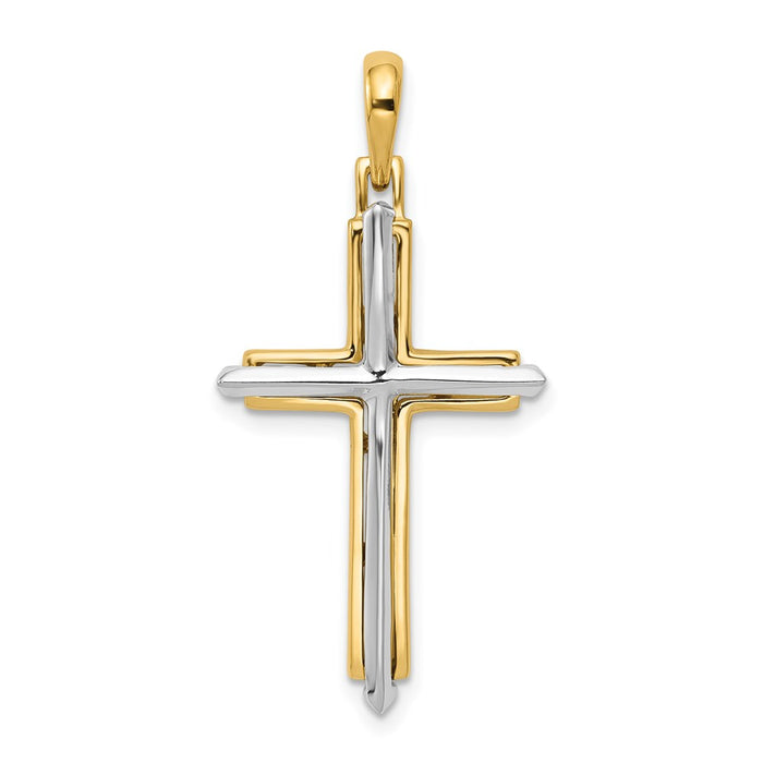 Million Charms 14K Two-Tone Fancy Relgious Cross Pendant