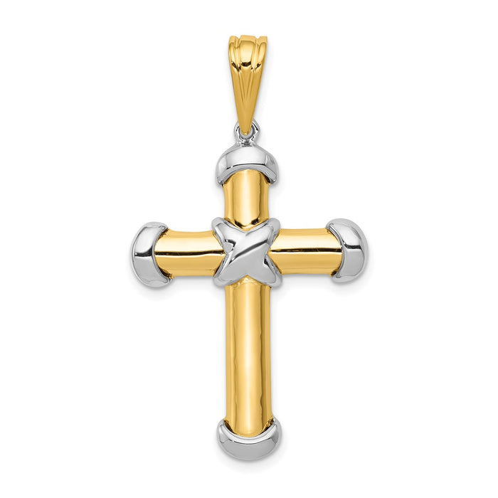 Million Charms 14K Two-Tone Fancy Relgious Cross Pendant