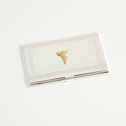 Occasion Gallery Silver Color Silver Plated Business Card Case with Gold Plated "Chiropractor" Emblem. 3.85 L x 2.5 W x 0.15 H in.