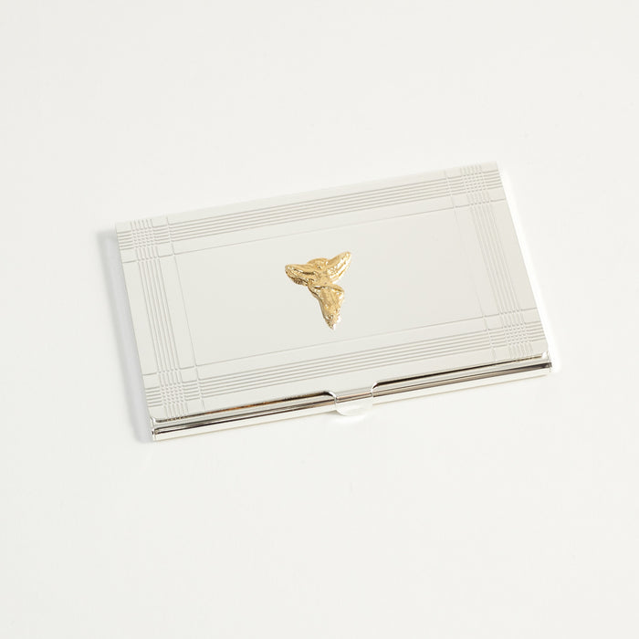 Occasion Gallery Silver Color Silver Plated Business Card Case with Gold Plated "Chiropractor" Emblem. 3.85 L x 2.5 W x 0.15 H in.