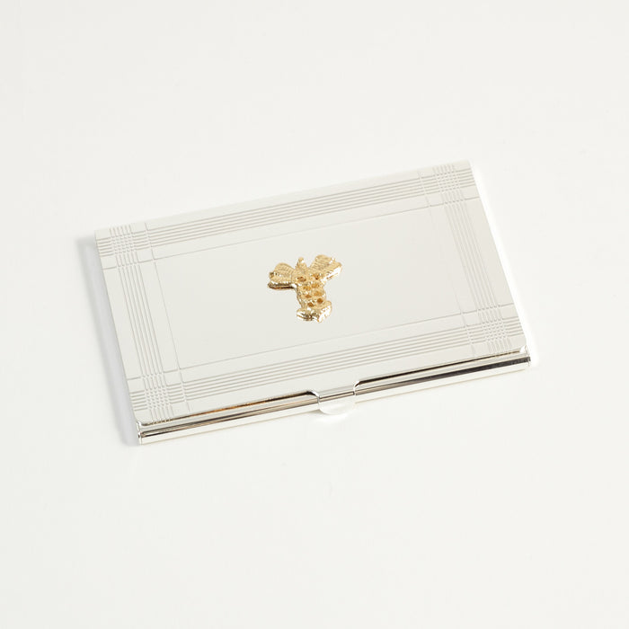 Occasion Gallery Silver Color Silver Plated Business Card Case with Gold Plated "Medical" Emblem. 3.85 L x 2.5 W x 0.15 H in.