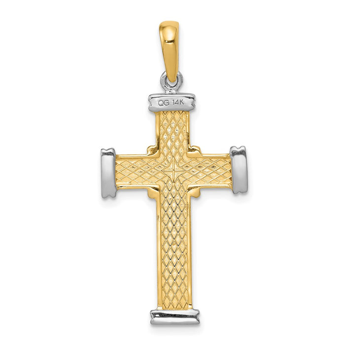 Million Charms 14K Two-Tone Fancy Relgious Cross Pendant