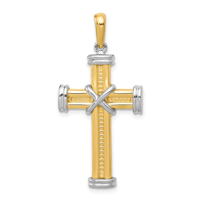 Million Charms 14K Two-Tone Fancy Relgious Cross Pendant