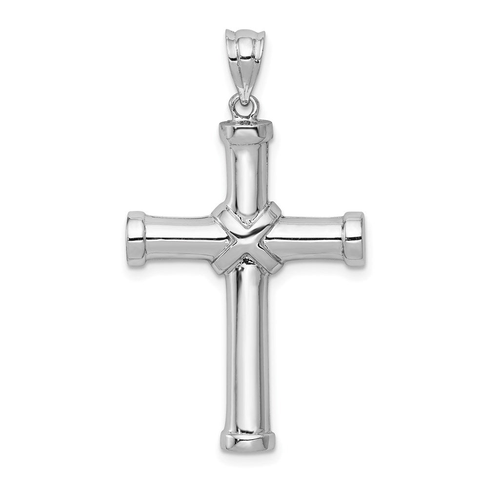 Million Charms 14K White Gold Themed Polished Relgious Cross Pendant