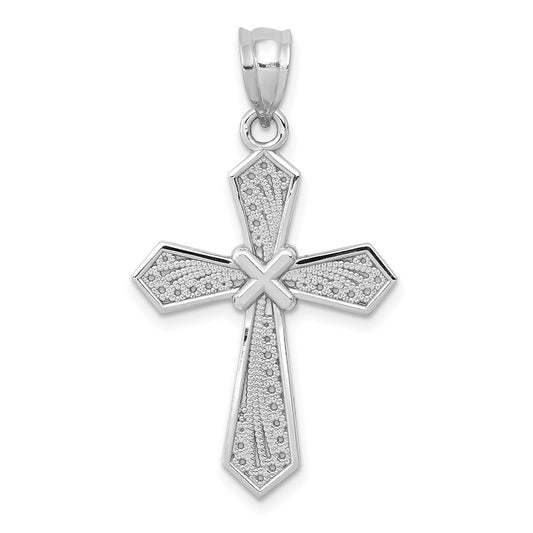 Million Charms 14K White Gold Themed Passion Relgious Cross Pendant