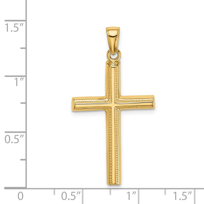 Million Charms 14K Yellow Gold Themed Polished Relgious Cross Pendant