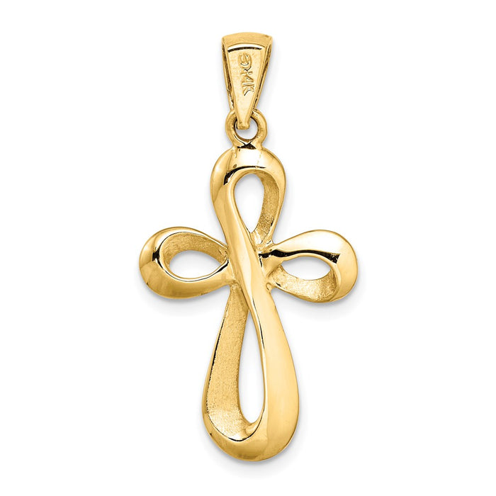 Million Charms 14K Yellow Gold Themed Polished Relgious Cross Charm