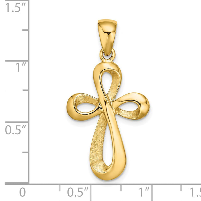 Million Charms 14K Yellow Gold Themed Polished Relgious Cross Charm