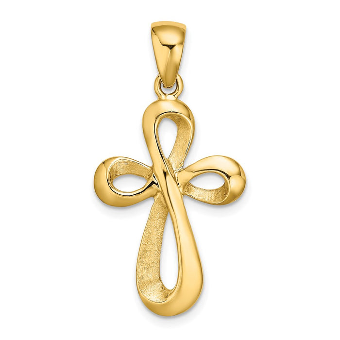 Million Charms 14K Yellow Gold Themed Polished Relgious Cross Charm