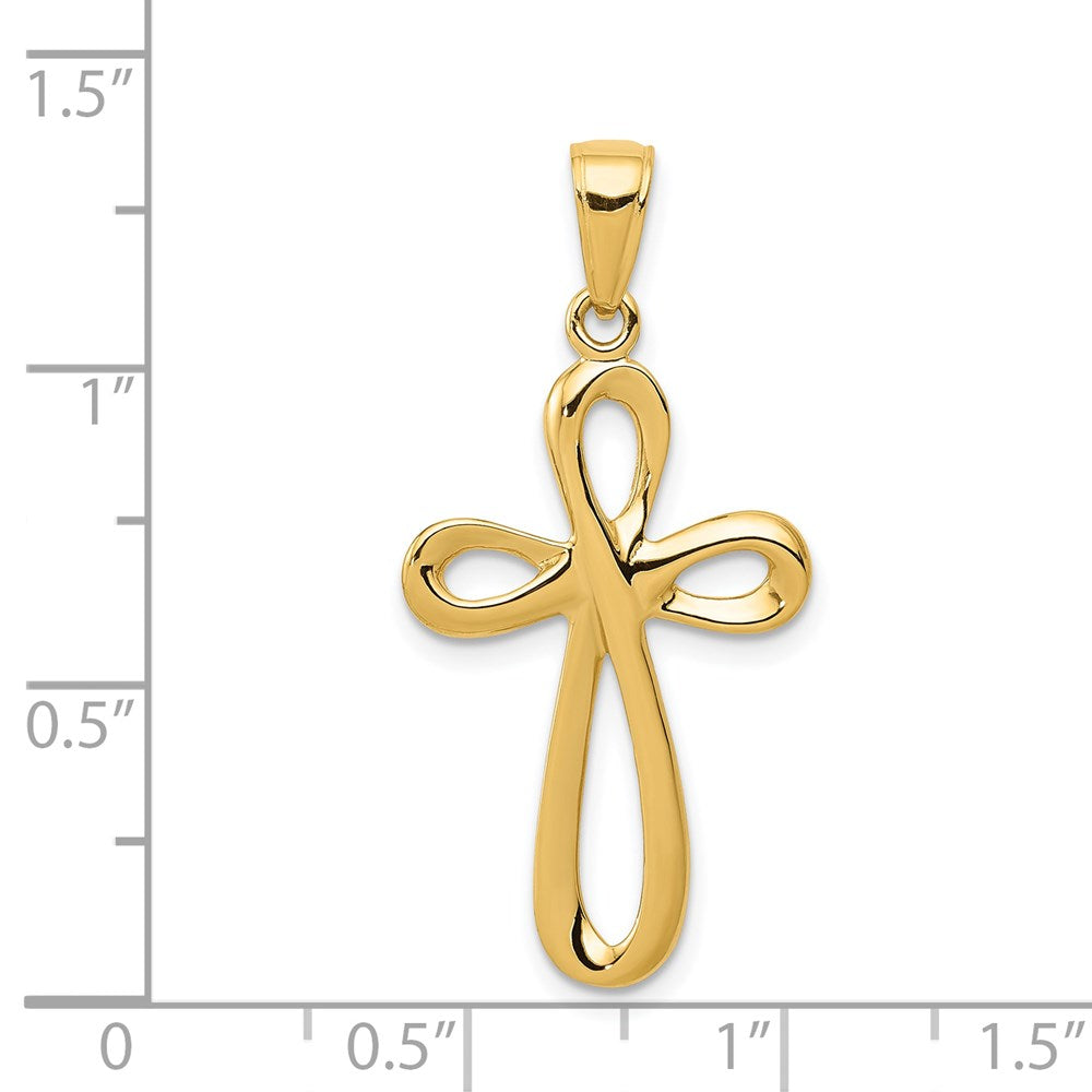 Million Charms 14K Yellow Gold Themed Polished Relgious Cross Pendant