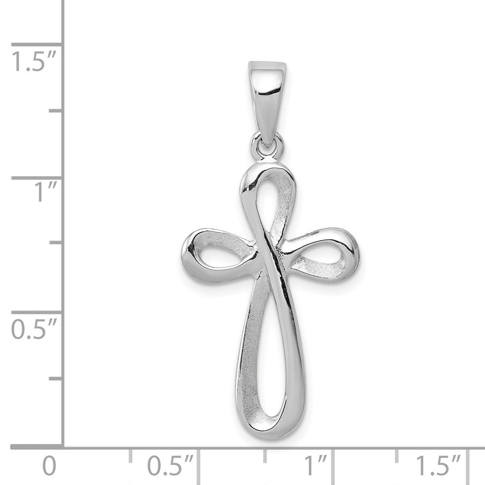 Million Charms 14K White Gold Themed Polished Relgious Cross Pendant