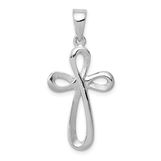 Million Charms 14K White Gold Themed Polished Relgious Cross Pendant