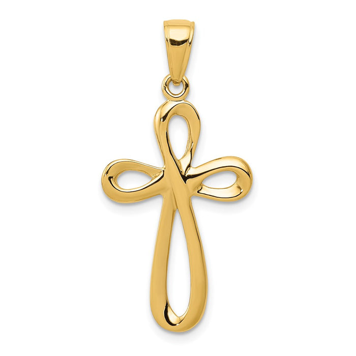 Million Charms 14K Yellow Gold Themed Polished Relgious Cross Pendant