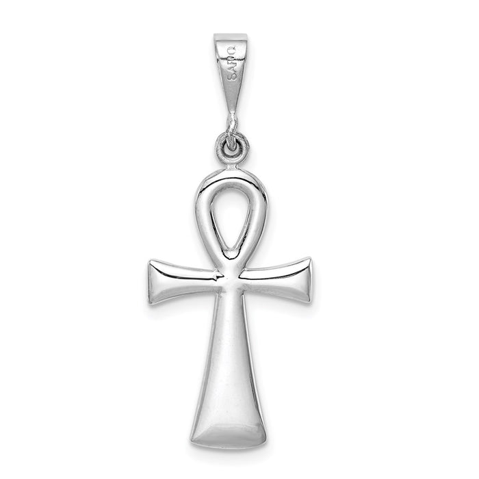 Million Charms 14K White Gold Themed Ankh Relgious Cross Pendant