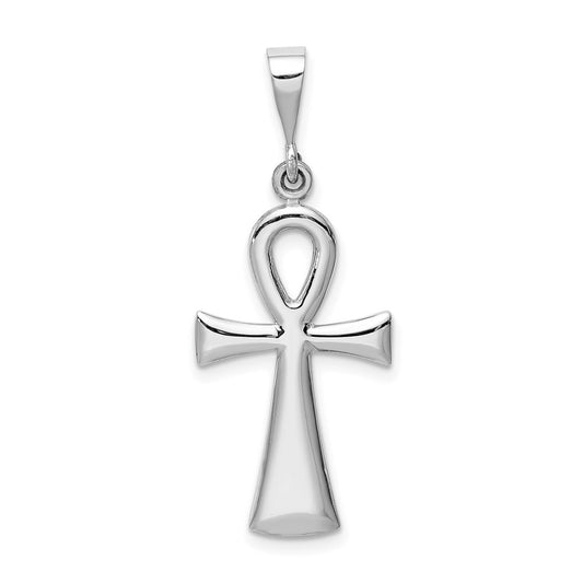 Million Charms 14K White Gold Themed Ankh Relgious Cross Pendant