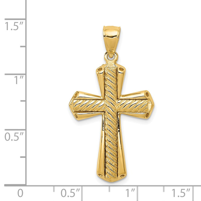 Million Charms 14K Yellow Gold Themed Twisted Relgious Cross Pendant