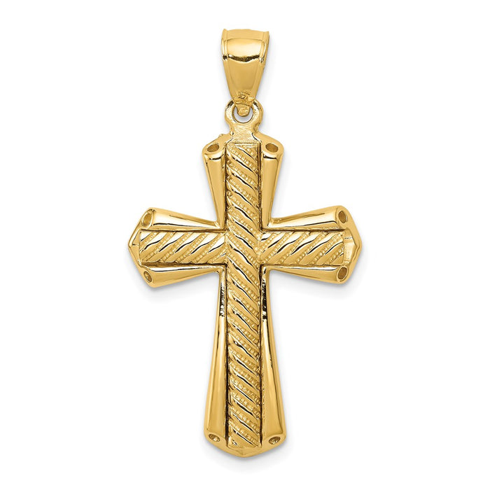 Million Charms 14K Yellow Gold Themed Twisted Relgious Cross Pendant