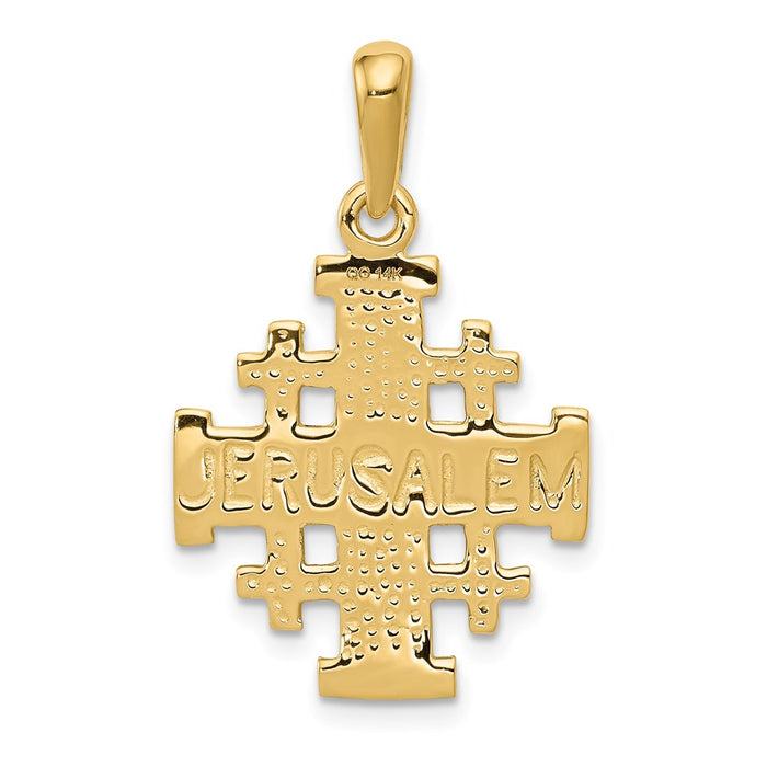 Million Charms 14K Yellow Gold Themed Jerusalem Relgious Cross Pendant