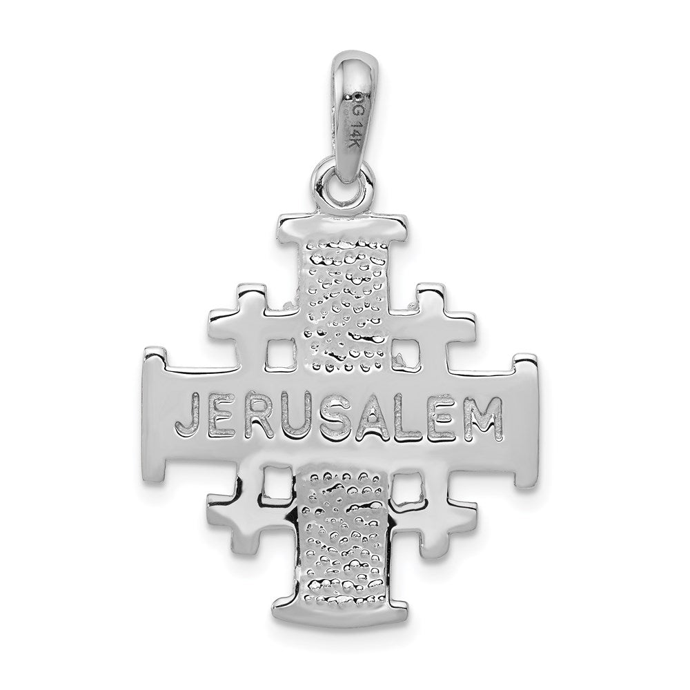 Million Charms 14K White Gold Themed Jerusalem Relgious Cross Pendant