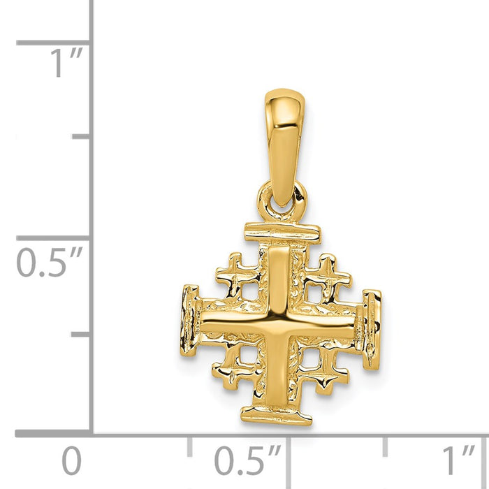 Million Charms 14K Yellow Gold Themed Jerusalem Relgious Cross Charm