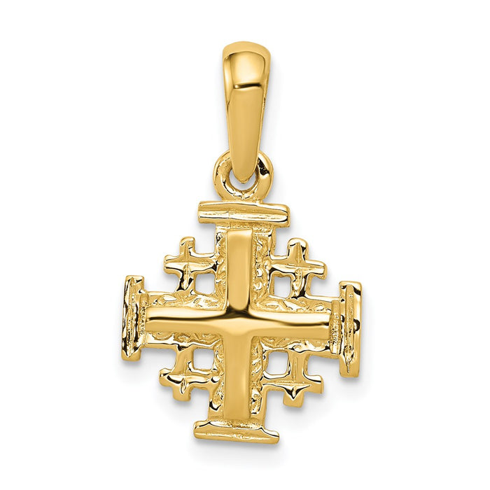 Million Charms 14K Yellow Gold Themed Jerusalem Relgious Cross Charm