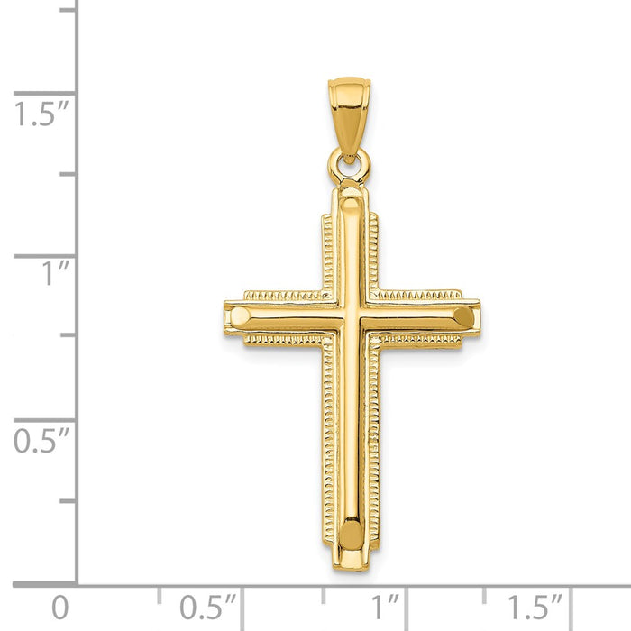 Million Charms 14K Yellow Gold Themed Polished Relgious Cross Pendant