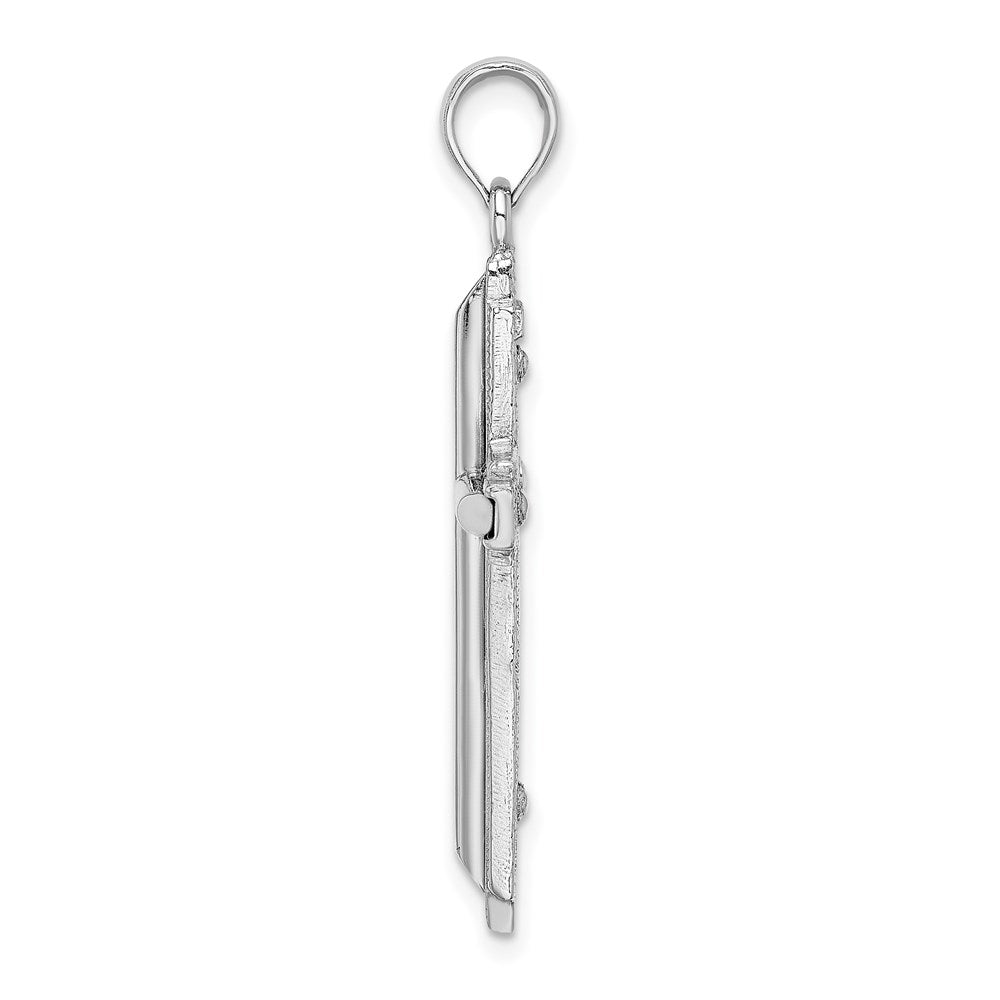 Million Charms 14K White Gold Themed Polished Relgious Cross Pendant