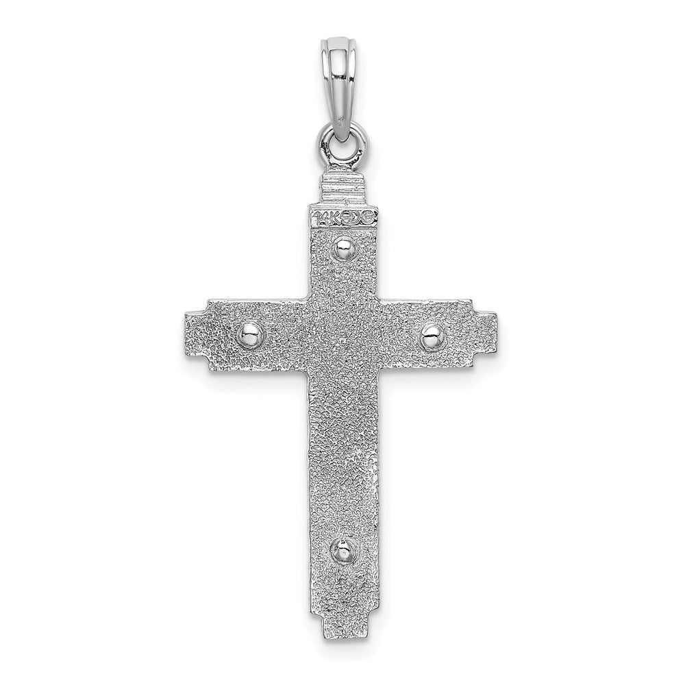 Million Charms 14K White Gold Themed Polished Relgious Cross Pendant