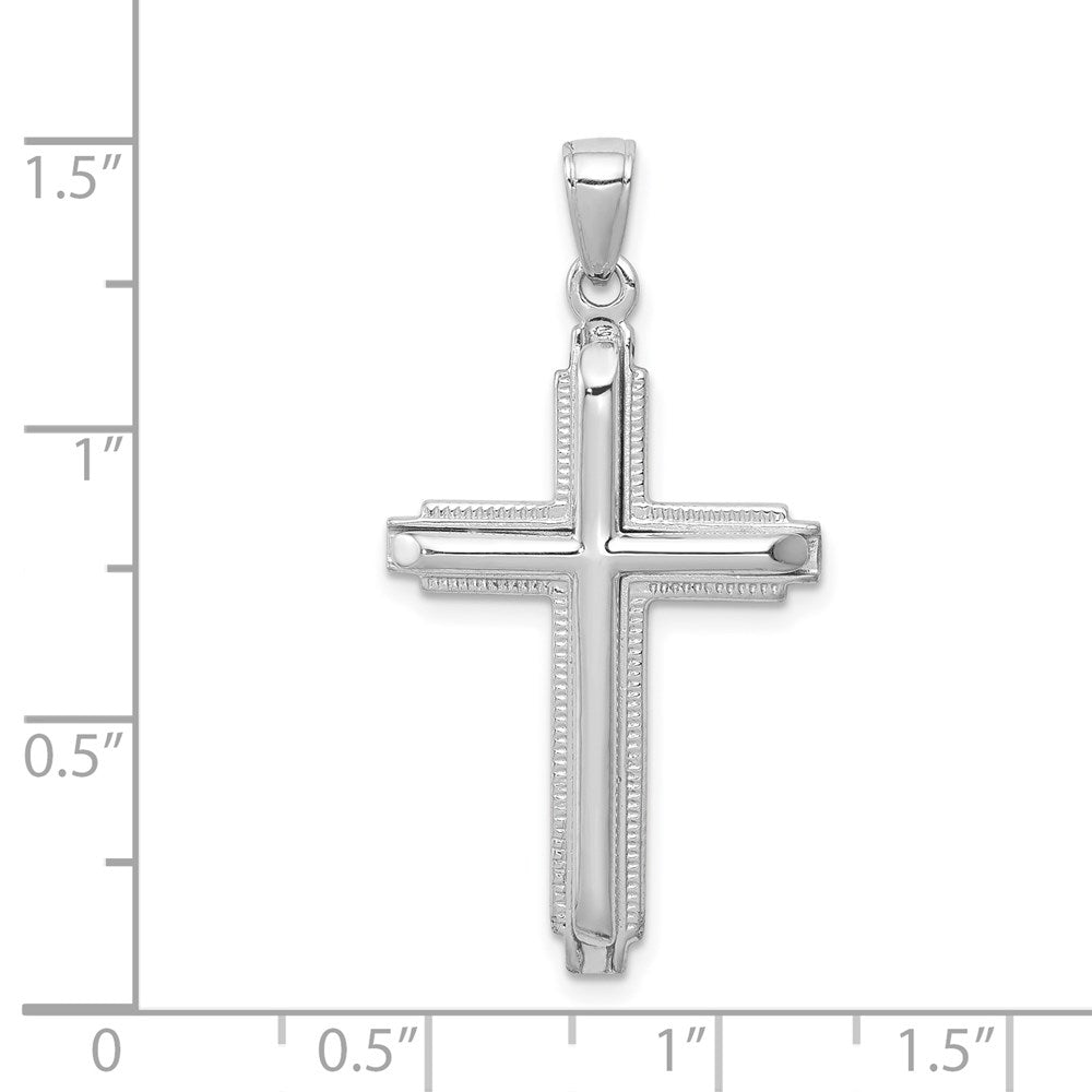 Million Charms 14K White Gold Themed Polished Relgious Cross Pendant