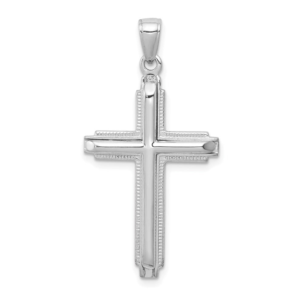 Million Charms 14K White Gold Themed Polished Relgious Cross Pendant