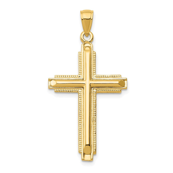Million Charms 14K Yellow Gold Themed Polished Relgious Cross Pendant