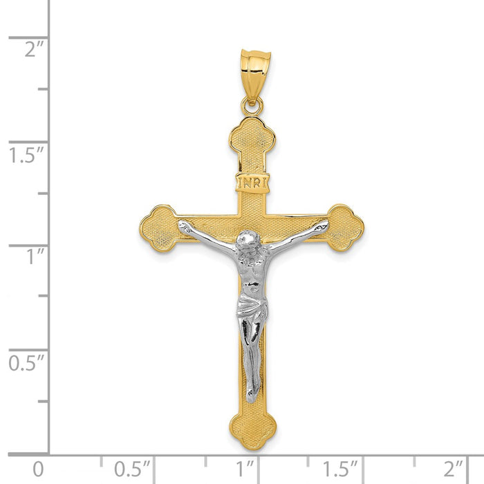 Million Charms 14K Two-Tone Inri Relgious Crucifix Pendant