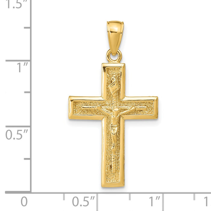 Million Charms 14K Yellow Gold Themed Polished Relgious Crucifix Pendant