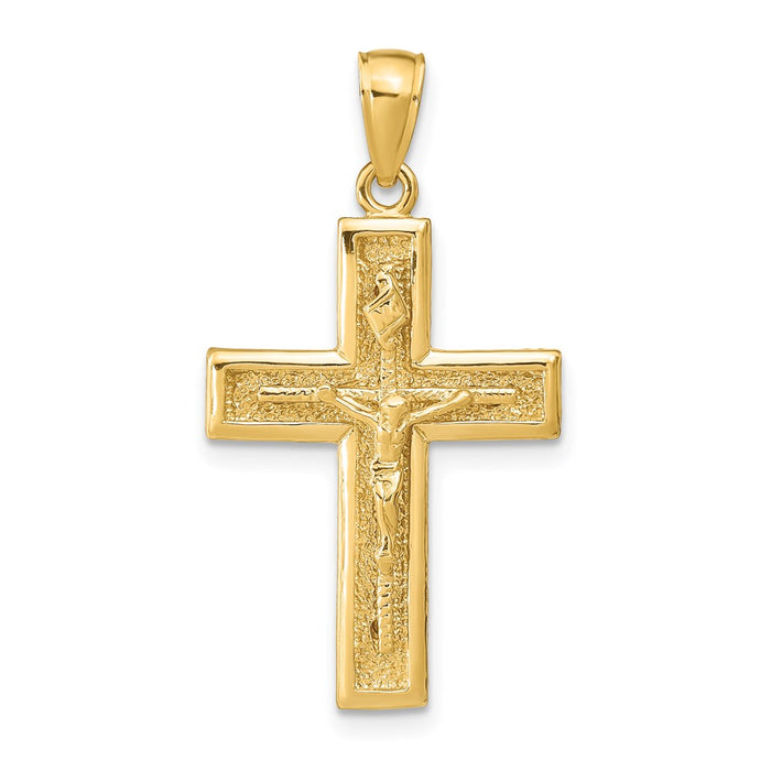 Million Charms 14K Yellow Gold Themed Polished Relgious Crucifix Pendant