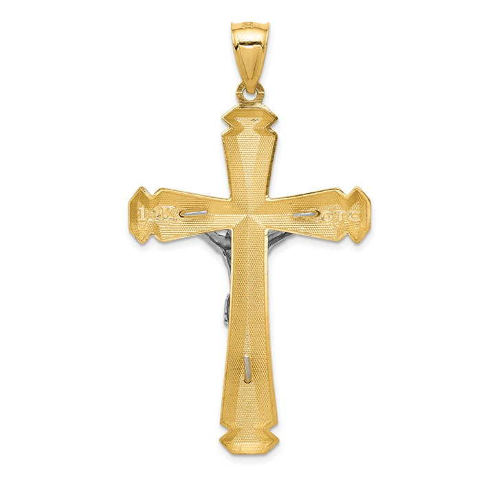 Million Charms 14K Polished Two-Tone Relgious Crucifix Pendant