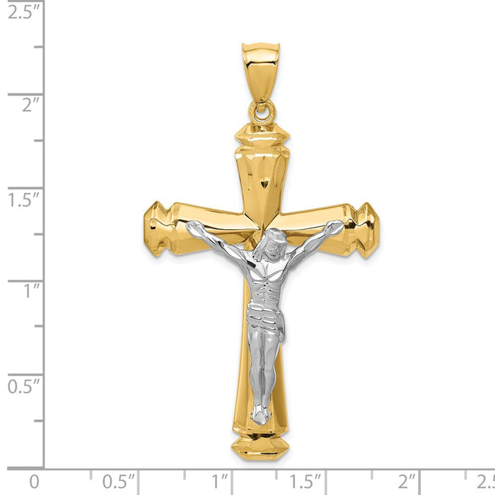 Million Charms 14K Polished Two-Tone Relgious Crucifix Pendant