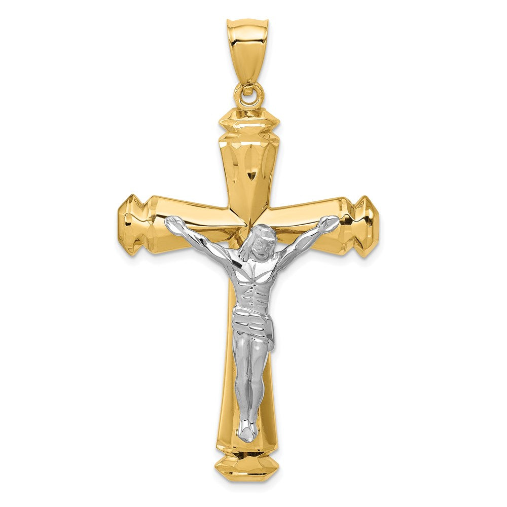 Million Charms 14K Polished Two-Tone Relgious Crucifix Pendant