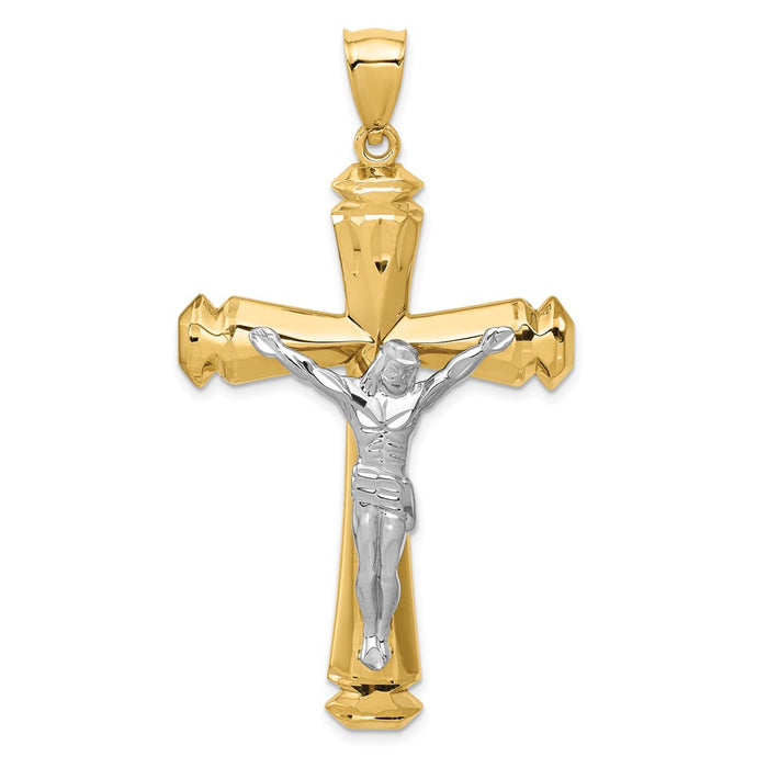 Million Charms 14K Polished Two-Tone Relgious Crucifix Pendant