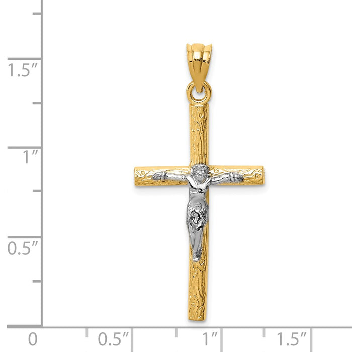 Million Charms 14K Two-Tone Relgious Crucifix Pendant